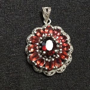 Custom Jewelry - Ornate Garnet and 925 Silver Pendant Custom Jewelry - Ornate Garnet and 925 Silver Pendant